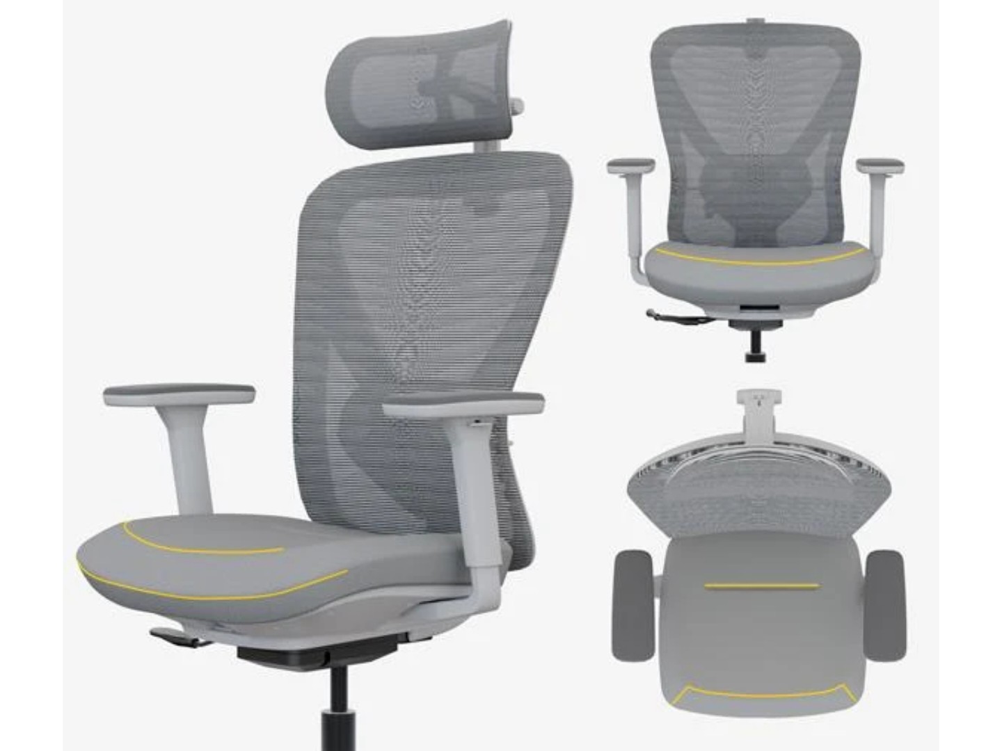 Крісло офісне Mealux Q1 Air Fabric Grey (HF Q-1 F/G) — фото 16